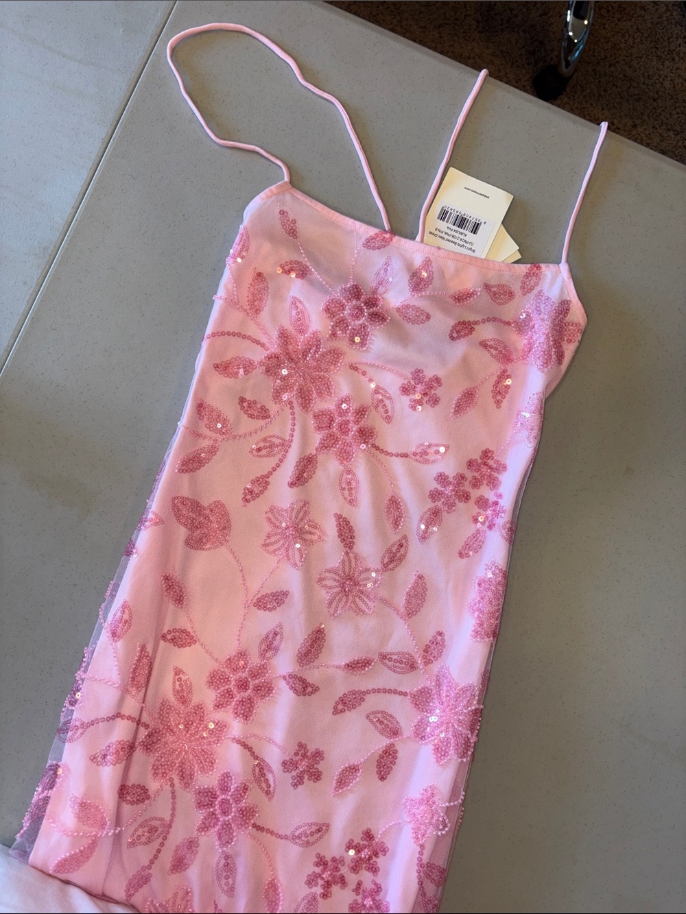 Peppermayo Pink Sequin Floral Maxi Dress – Size S NWT